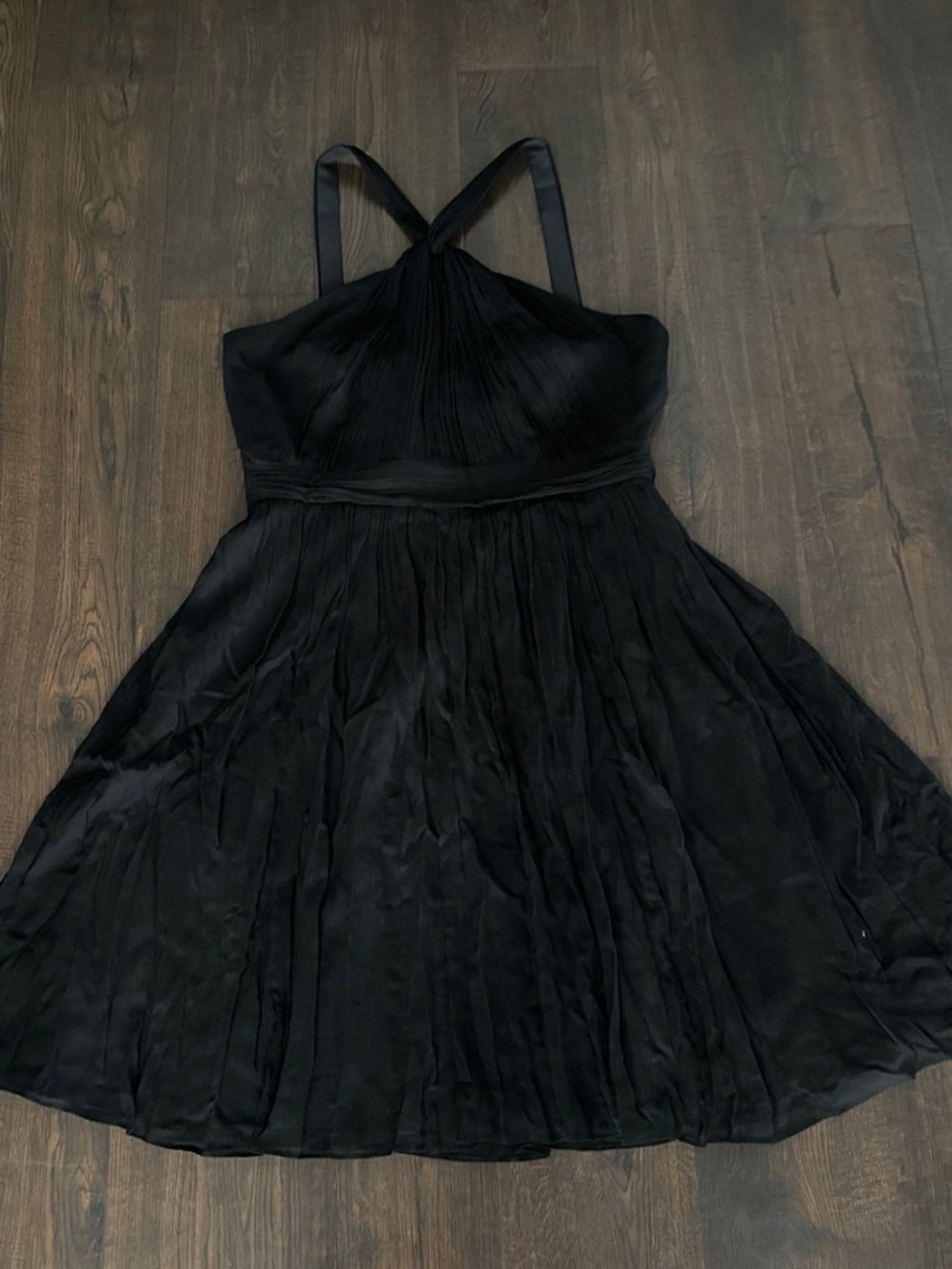 J Crew Silk Black Pleated Halter Cocktail Dress
